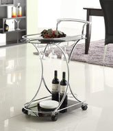 Coaster Elfman 2-shelve Serving Cart Chrome and Black Model 910001